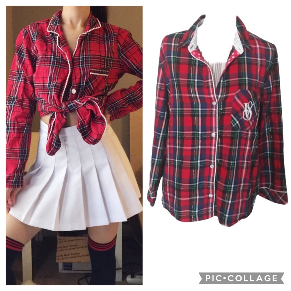 Victoria’s Secret Button Down Cotton plaid Top SP